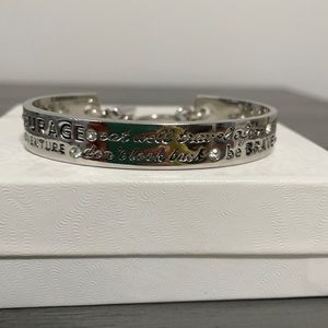 Silver BCBGeneration motivational message cuff bracelet